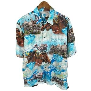 BF1015 Men’s DEL MAR Thoroughbred Horse Racing LINEN Button Down Shirt L